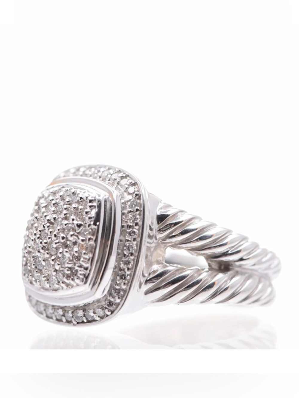 Sterling Silver Diamond 11mm Albion Pave Ring 56 7.5 - Picture 4 of 10